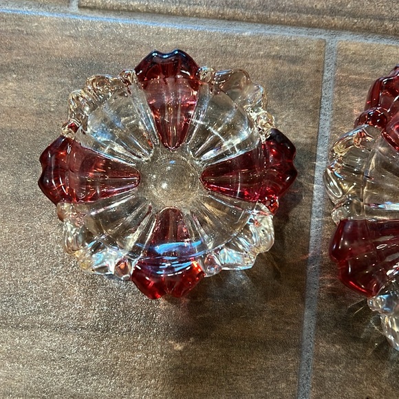 Vintage MCM cranberry  flash  glass nesting trinket bowls ashtrays - Picture 5 of 8